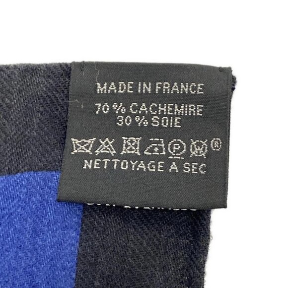 HERMES Carres 140/Carre Geant - Navy Blue Multi Cashmere Silk Scarf - Picture 3 of 7